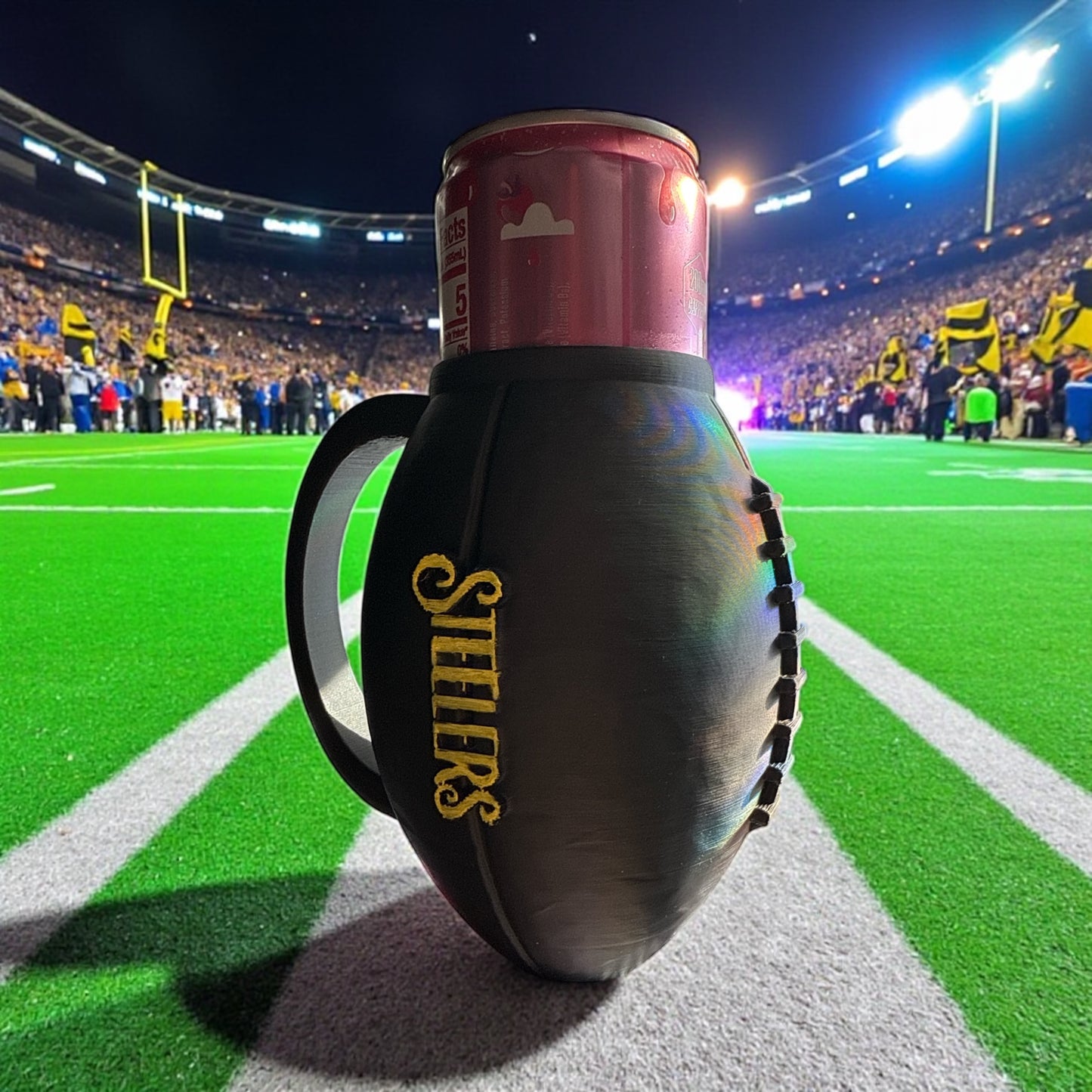 3d football skinny can holder drinky thing