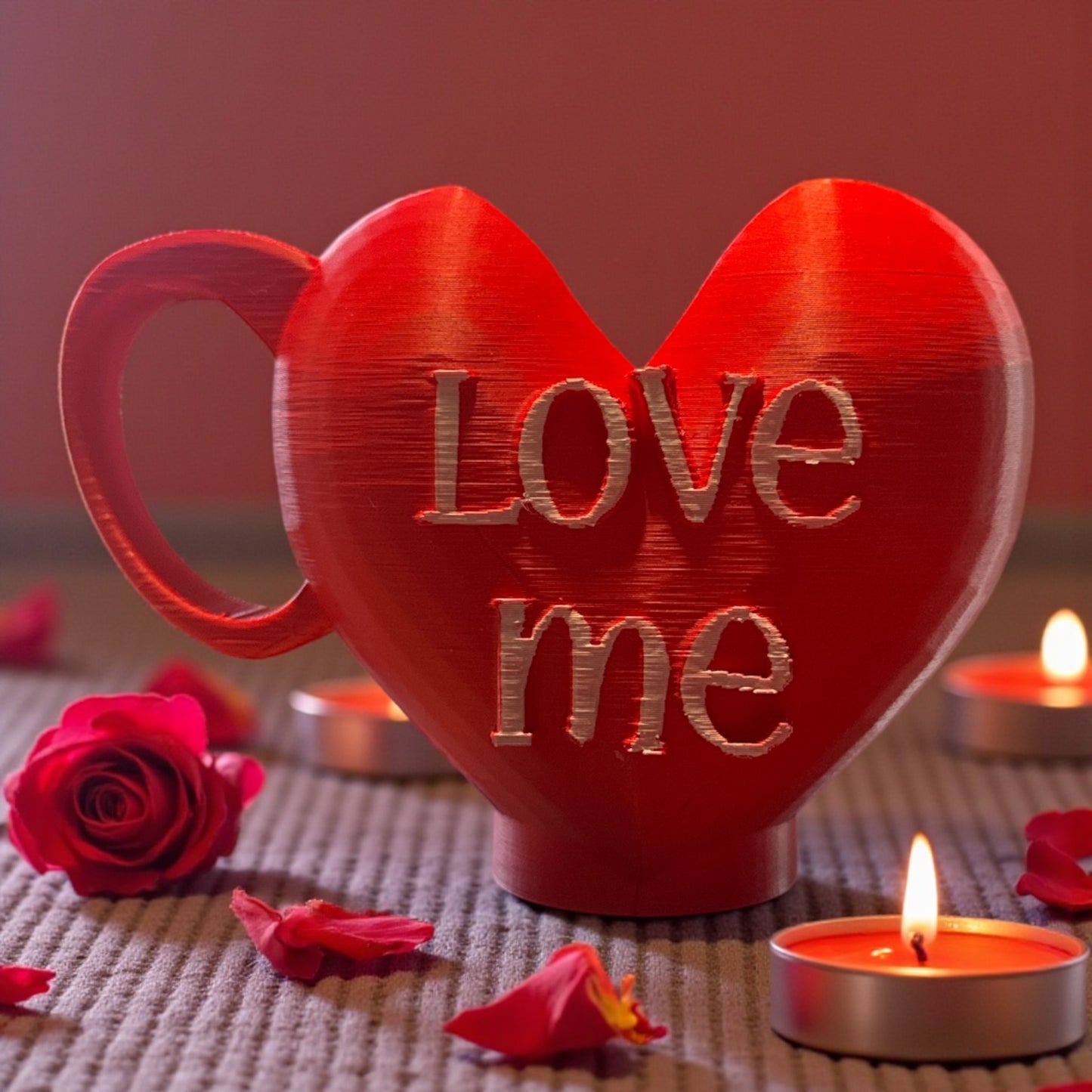3d printed, LOVE ME, holiday heart skinny can holder