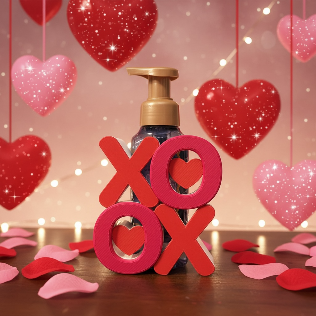 3d printed XOXO foam hand soap holder