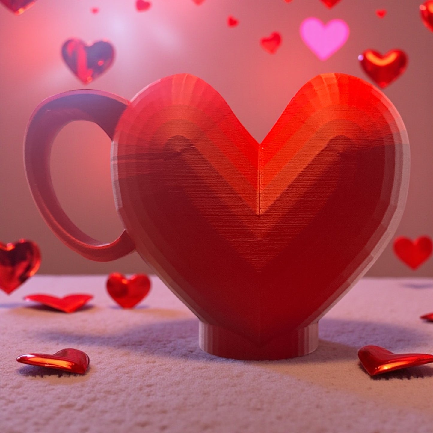 3d printed Valentine’s Day heart skinny can holder