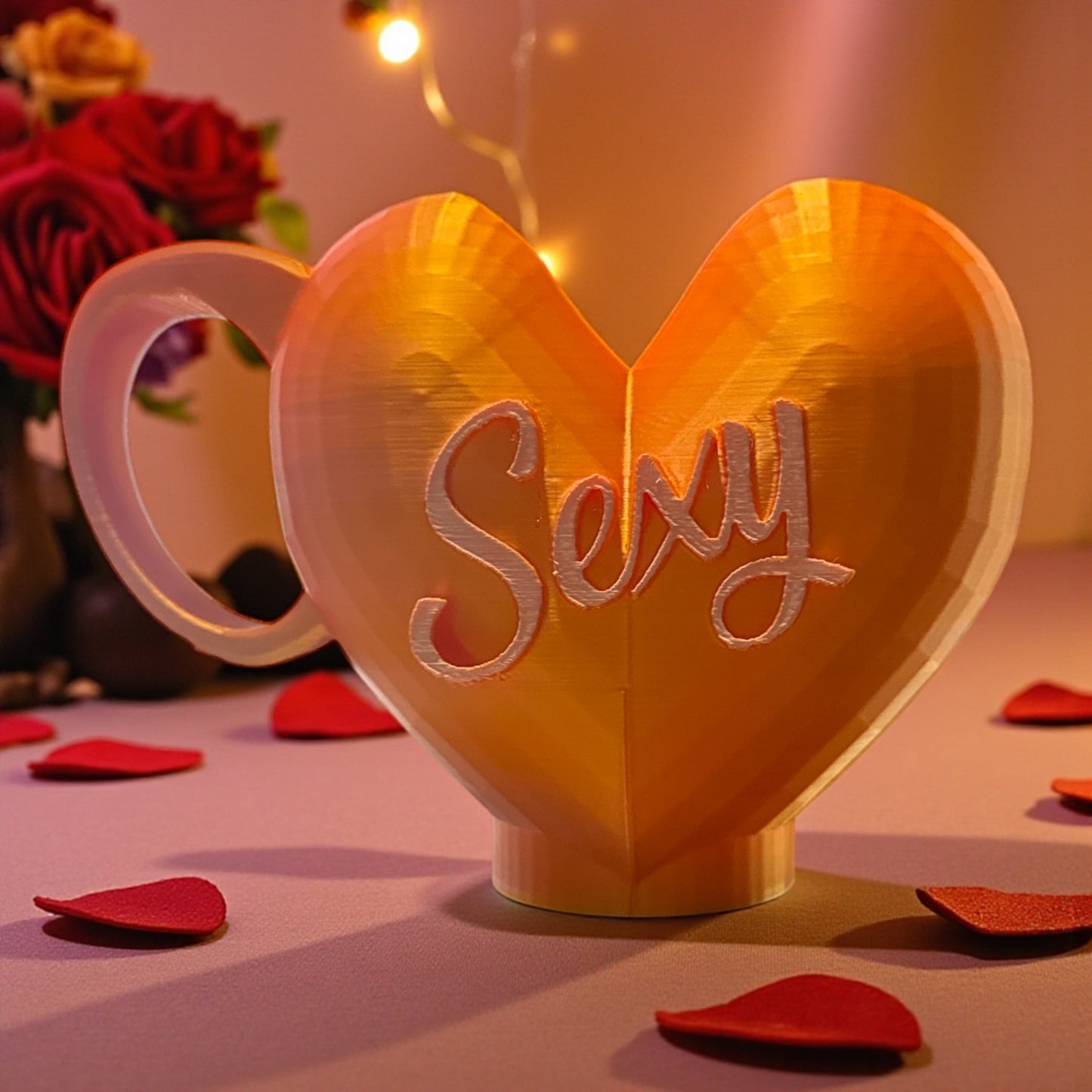 3d printed SEXY holiday heart skinny can holder.