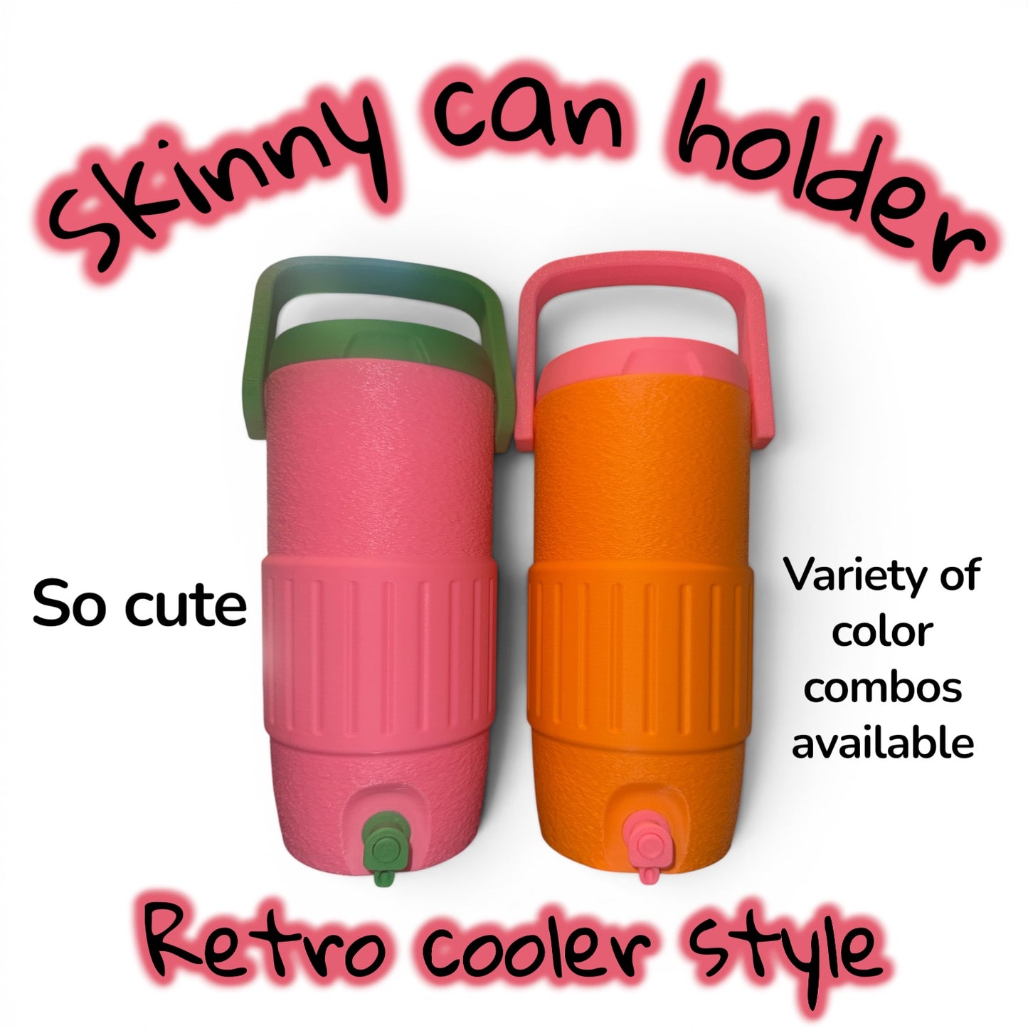 New 3d Retro cooler skinny can holder. MADE TO ORDER!