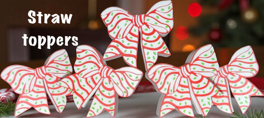 3d printed Holiday “little Deb” style straw topper  bow. Price includes shipping 🥰